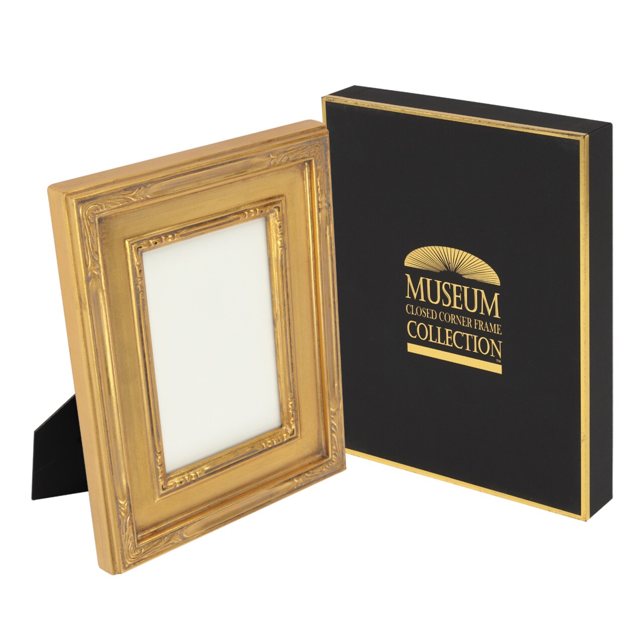 Creative Mark Museum Collection Gothic Gold Picture Frame, 4x6" Antique Style Ornate Tabletop Frame, Solid Wood Hand-Finished Gesso Coating, Easel Stand for Table or Wall Use, Gift Box